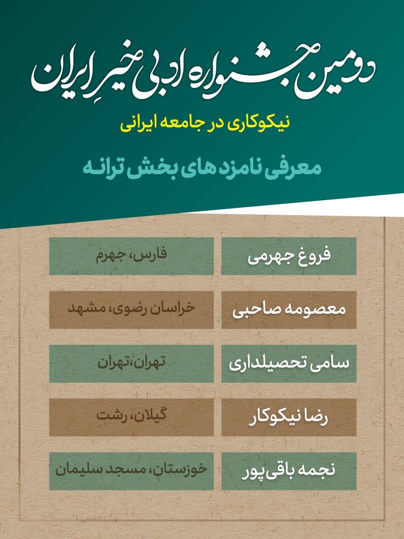 نامزدهای دومین جشنواره ادبی خیر ایران معرفی شدند