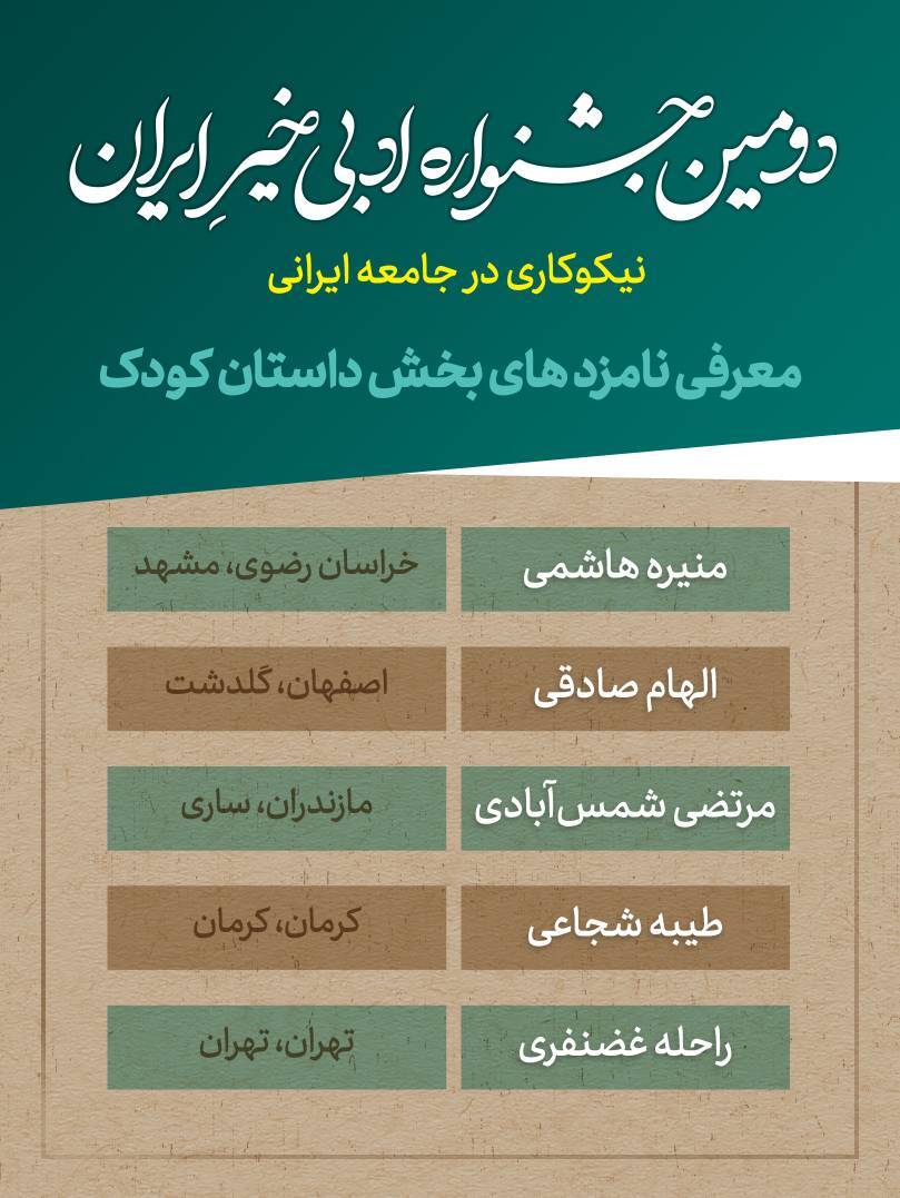 نامزدهای دومین جشنواره ادبی خیر ایران معرفی شدند