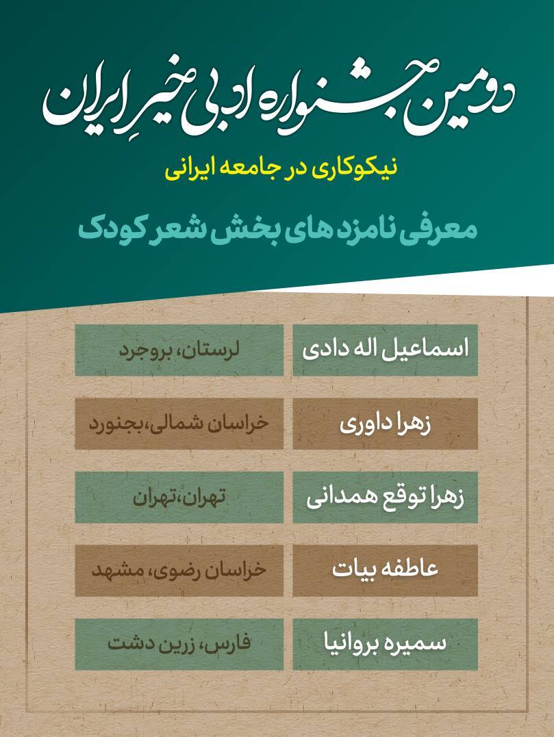 نامزدهای دومین جشنواره ادبی خیر ایران معرفی شدند