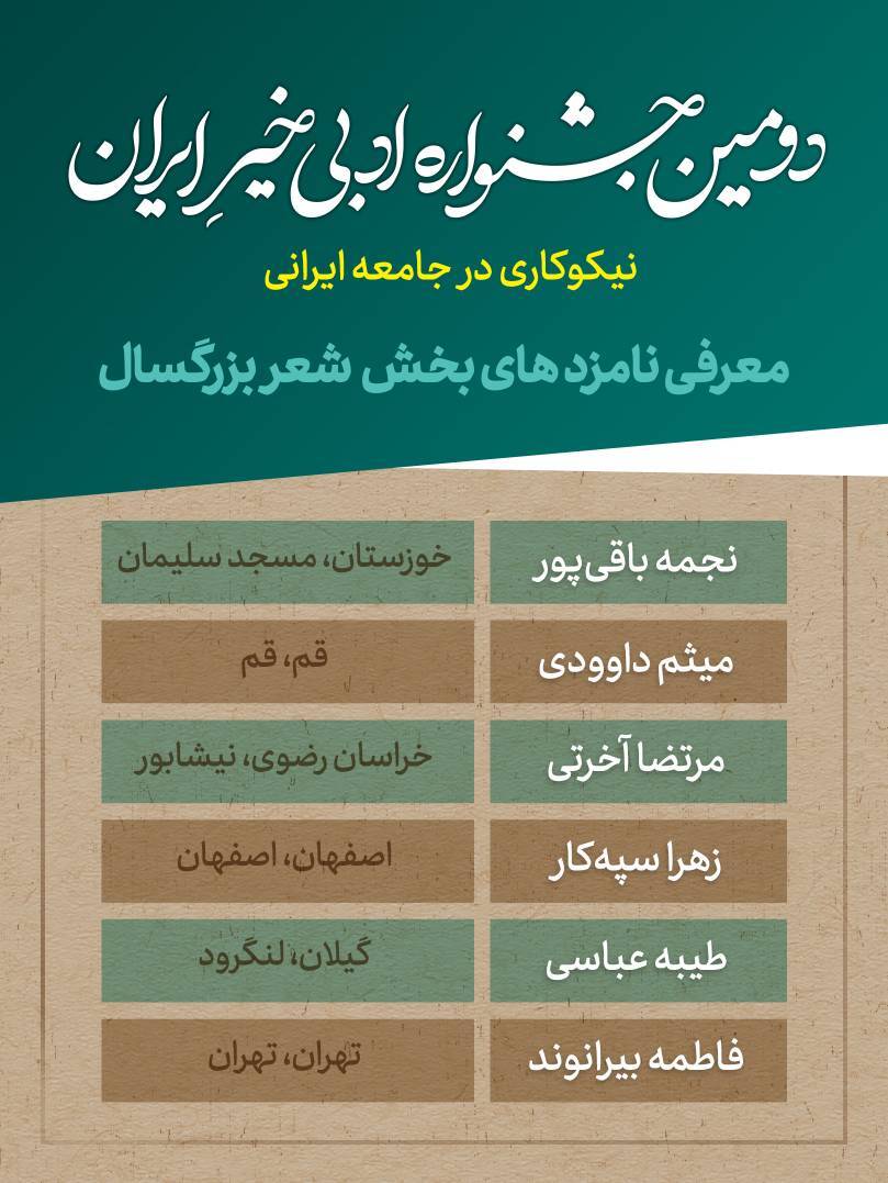 نامزدهای دومین جشنواره ادبی خیر ایران معرفی شدند