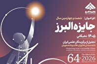 فراخوان نخبگانی شصت‌و‌چهارمین سال جایزه البرز منتشر شد