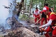 آتش‌سوزی در جنگل‌های کارمزد سوادکوه با حضور نیروهای داوطلب جمعیت هلال‌احمر و مشارکت نیروهای مردمی مهار شد