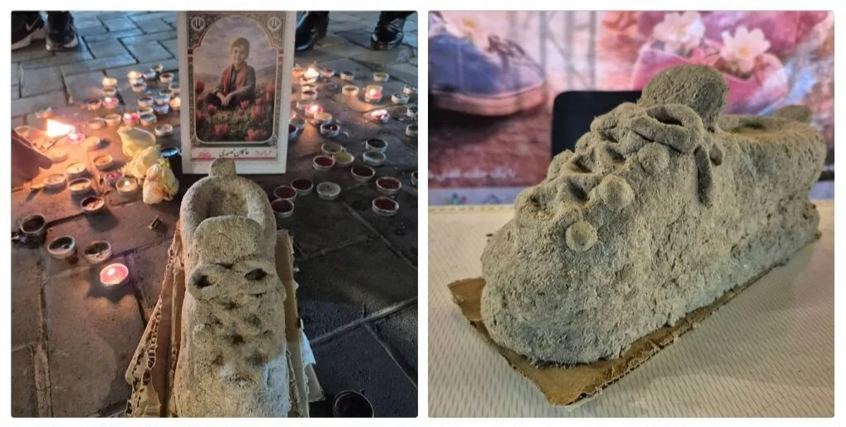ساخت نمادین کفش «ماکان»، دانش‌آموز مفقودالاثر مدرسه میناب